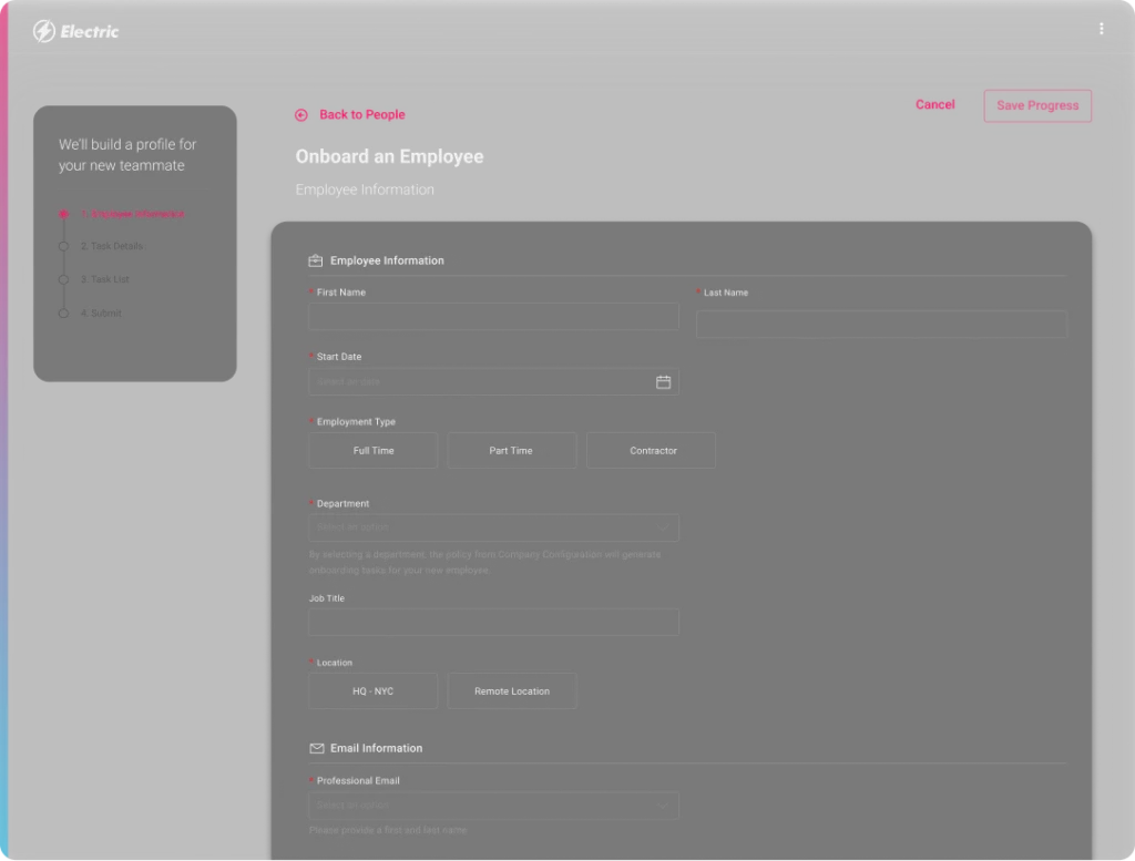 Onboarding Form in Platform